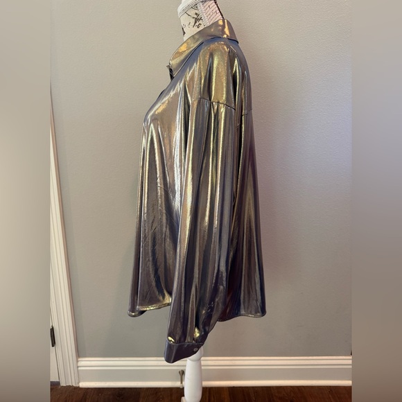 NWT Anthropology Metallic Button-Up Shirt - Picture 10 of 15